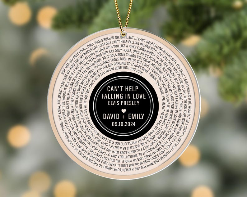 Custom Song Lyrics Ornament, Couple Christmas Ornament, Personalized Wedding Date Ornament, Xmas Keepsake, Anniversary Gift for Him Or Her