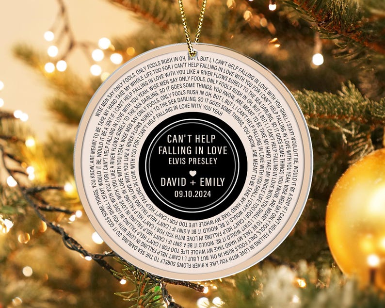 Custom Song Lyrics Ornament, Couple Christmas Ornament, Personalized Wedding Date Ornament, Xmas Keepsake, Anniversary Gift for Him Or Her
