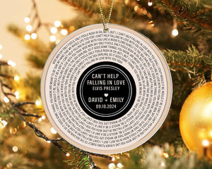 Custom Song Lyrics Ornament, Couple Christmas Ornament, Personalized Wedding Date Ornament, Xmas Keepsake, Anniversary Gift for Him Or Her