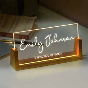 LED Light Desk Name Plate, Custom Desk Name Plate with Lights, Administrative Gift, Gift for Her, Office Decor, Boss Gifts, Graduation Gifts