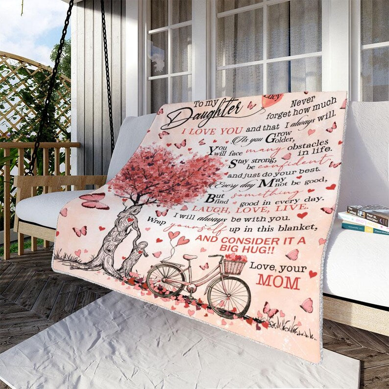 Personalized Name Blanket for Your Daughter, To My Daughter Throw Blanket, Daughter Gift, Daughter Birthday, Letter Blanket from Mom and Dad