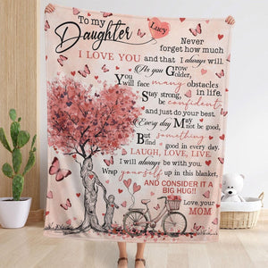 Personalized Name Blanket for Your Daughter, To My Daughter Throw Blanket, Daughter Gift, Daughter Birthday, Letter Blanket from Mom and Dad