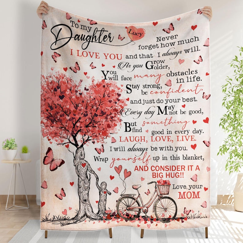 Personalized Name Blanket for Your Daughter, To My Daughter Throw Blanket, Daughter Gift, Daughter Birthday, Letter Blanket from Mom and Dad