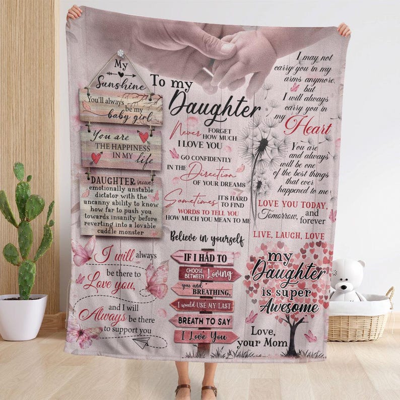 Personalized Blanket for Your Daughter, To My Daughter Throw Blanket, Daughter Gifts, Daughter Birthday, Letter Blanket from Mom and Dad
