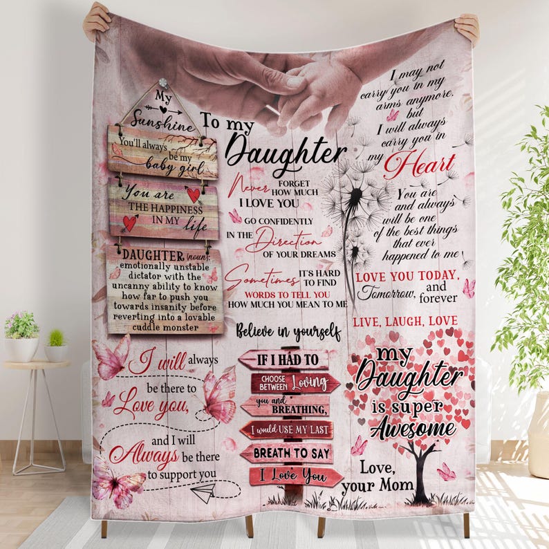 Personalized Blanket for Your Daughter, To My Daughter Throw Blanket, Daughter Gifts, Daughter Birthday, Letter Blanket from Mom and Dad