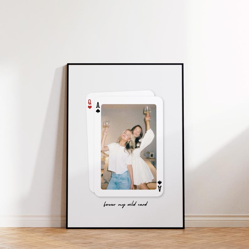 Custom Best Friends Photo Canvas,Unique Gift for Her, Personalized Wild Card Memory Wall Art