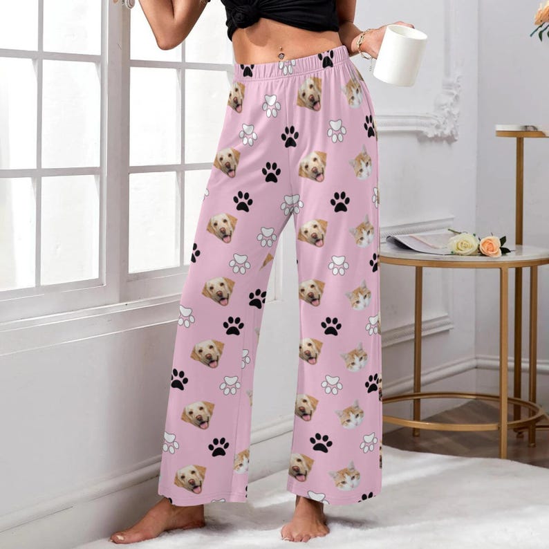 Custom Pajama Pants, Personalized Pet Face Pajamas Pants, Custom Dog Pajamas Pants, Pet Photo Pajama, Face on Pajamas Socks, Christmas Gifts