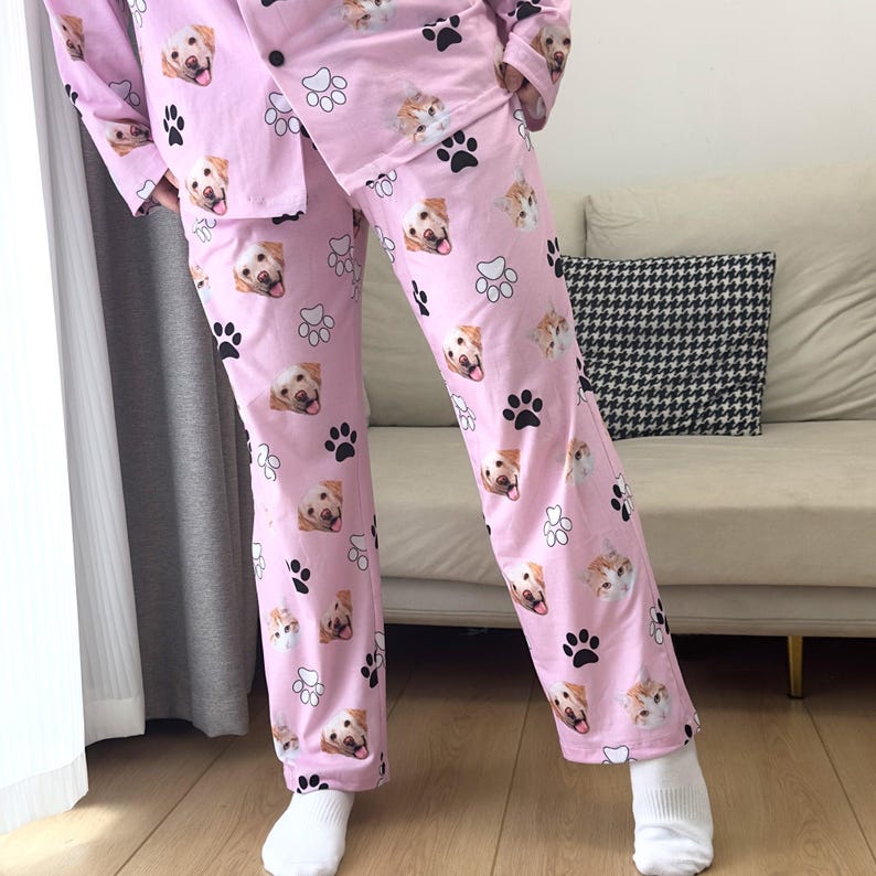 Custom Pajama Pants, Personalized Pet Face Pajamas Pants, Custom Dog Pajamas Pants, Pet Photo Pajama, Face on Pajamas Socks, Christmas Gifts