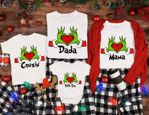 Custom Family Christmas 2025 Shirts: Personalized Holiday Tees Grinch Christmas Christmas Party Family Christmas Custom Matching Christmas Tshirts