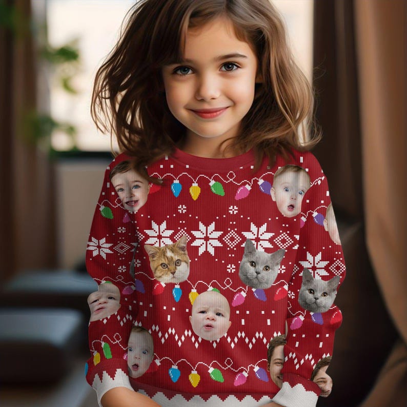 Custom Photo Ugly Christmas Sweater: Funny Family Gift ,Personalize Photo Sweatshirt,Funny face Sweatshirt,Custom Face Sweater,Pullover Sweater Christmas Party Gifts