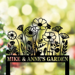 Custom Home Yard Stakes - Bunch of Flowers Stakes Metal Decor - Anniversary Garden Metal Gifts - Outdoor Floral Metal - Wife Presents