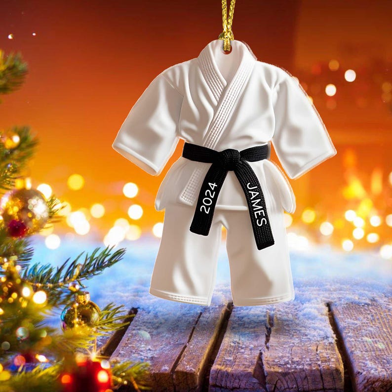 Personalized Karate 2D Flat Acrylic Ornament, Karate Ornament, Gift for Sport Lovers, Karate Black Belt Ornament, Taekwondo Ornament