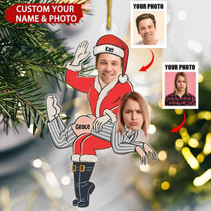 Custom Photo Funny Santa Couple Ornament, Funny Custom Face Christmas Ornament, Custom Couple Ornament, Gift For Couple, Funny Xmas Decor