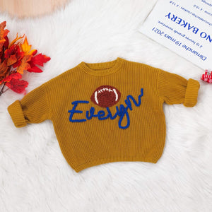 Custom NFL Baby/Toddler Sweater with Football,Dallas Cowboys Sweater,Hand Knitted Thanksgiving Baby Sweater,Custom SKOL Baby/Toddler Sweater