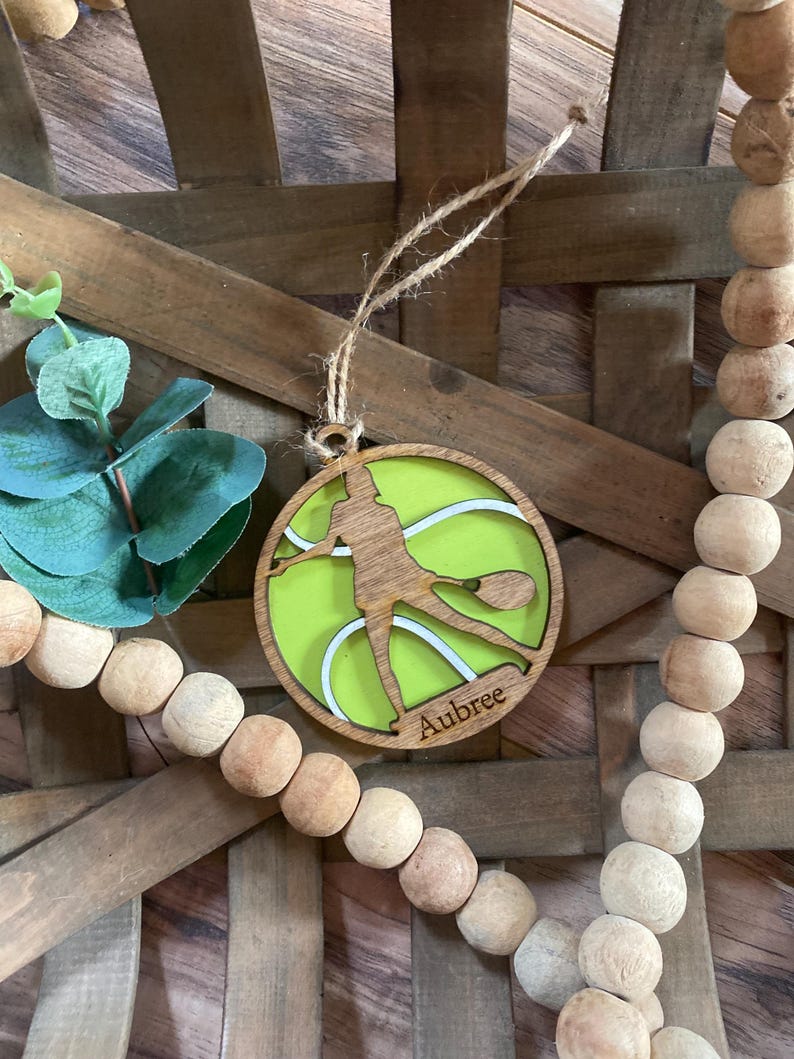 Personalized Sports Ornaments | Wooden Sports Ornaments | Sports Ornament Custom Name Baseball Basketball Swim Volleyball Tennis Hockey