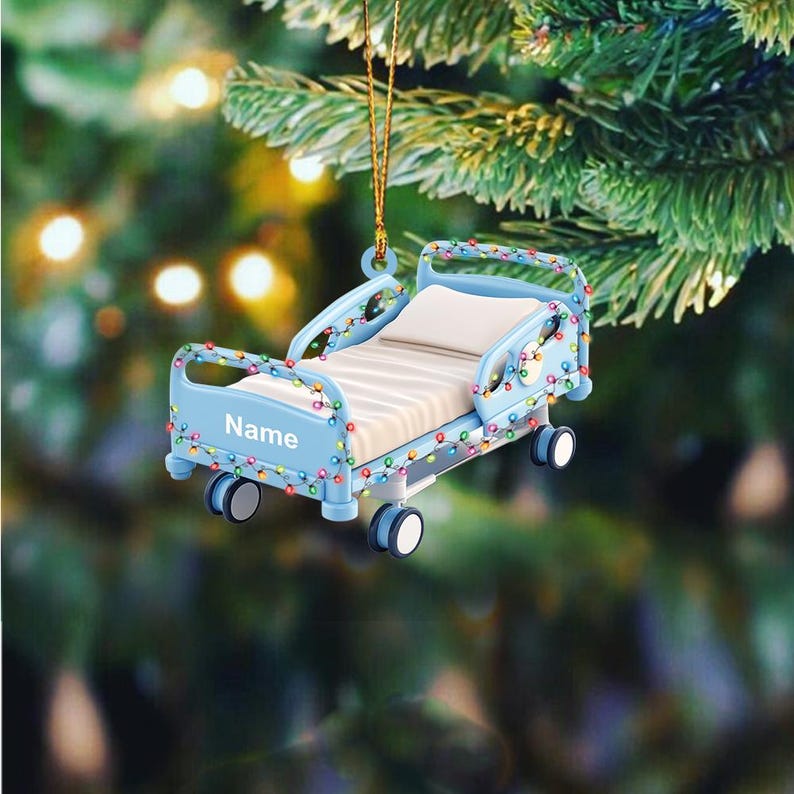 Personalized Hospital Bed Ornament, Corporation Stretcher Patient Christmas Ornament, Medicine Ornament, Doctor Nurse Ornament