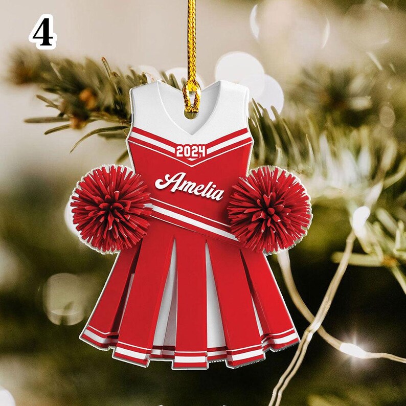 Custom Cheerleader 2d Flat Ornament, Personalized Cheerleading Girl Christmas Ornaments, Blue Cheerleader Ornament, Xmas Gift 2024 Daughter