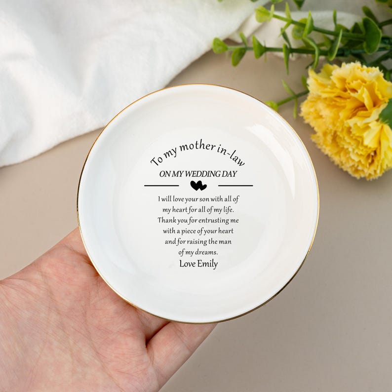 Mother-in-law, Personalized Ring Dish, Custom Jewelry Dish For Mother Of The Groom, Wedding Gift From Bride, Daughter-in-law Gifts
