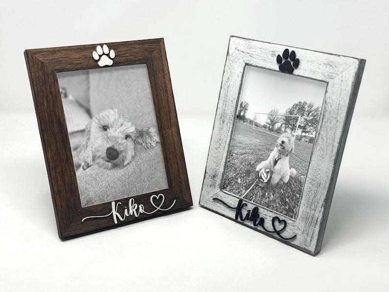 Pet Picture Frame with Name Custom Dog Photo Frame Cat Paw Print Frame Personalized Pet Gift for Pet Owners Pet Memorial Keepsake