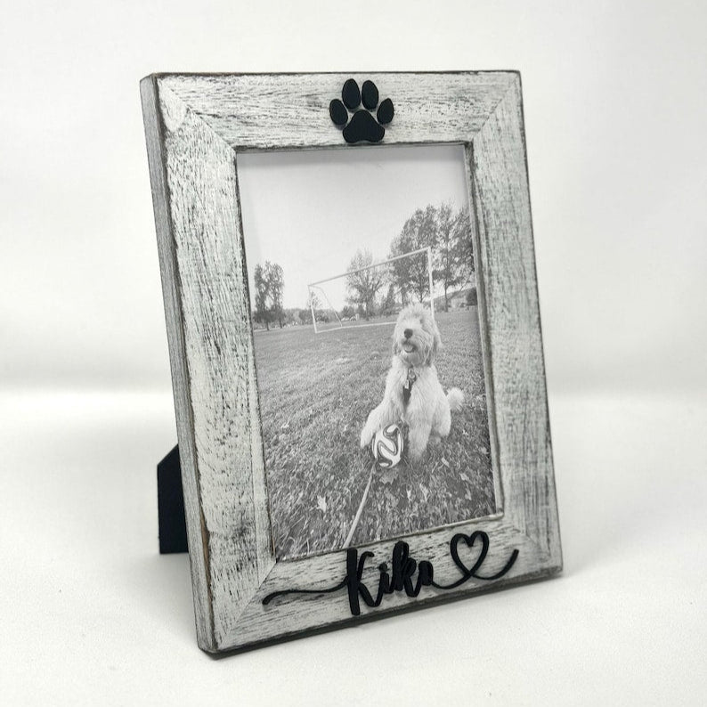 Pet Picture Frame with Name Custom Dog Photo Frame Cat Paw Print Frame Personalized Pet Gift for Pet Owners Pet Memorial Keepsake