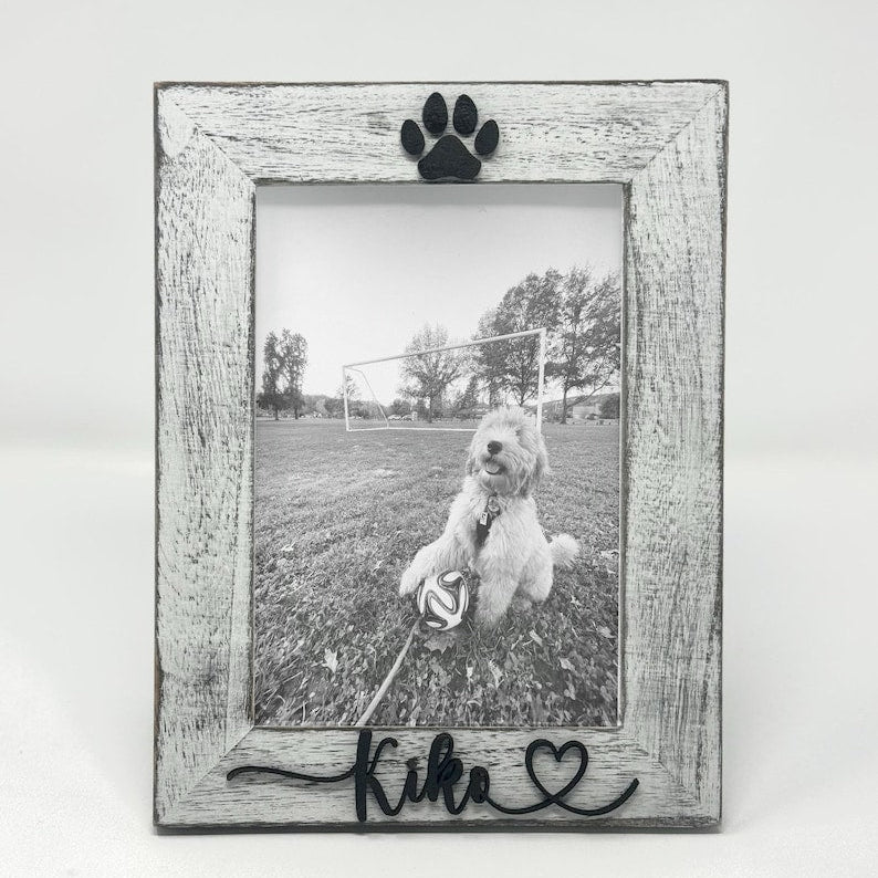 Pet Picture Frame with Name Custom Dog Photo Frame Cat Paw Print Frame Personalized Pet Gift for Pet Owners Pet Memorial Keepsake