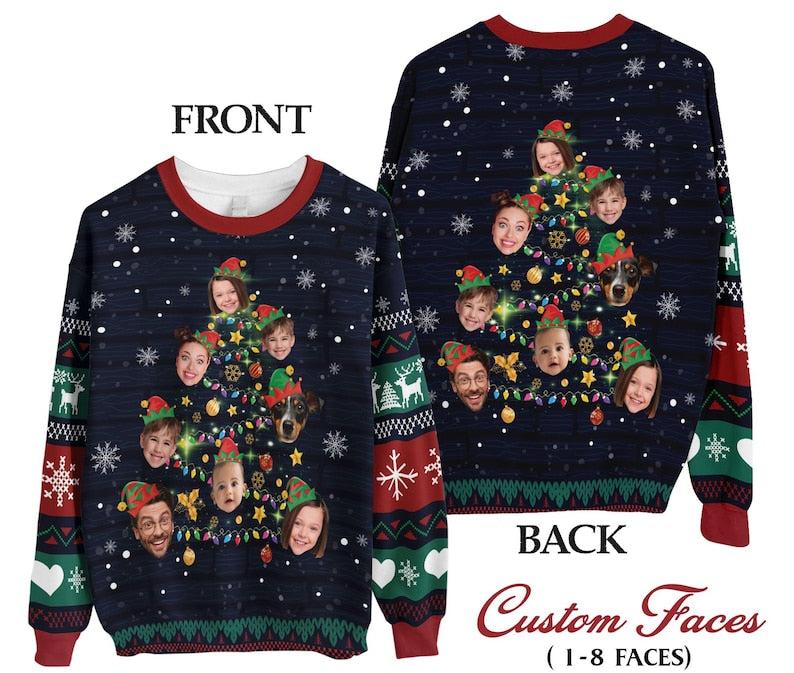 Custom Face Christmas Sweatshirt For Men Women, Custom Ugly Christmas Sweatshirt, Personalized Christmas Shirt, Funny Custom Face Sweatshirt