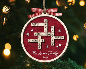 Personalized Family Scrabble Christmas Ornament, Family Crossword Christmas Ornament, Family Puzzle Name Ornament, Family Christmas Gift