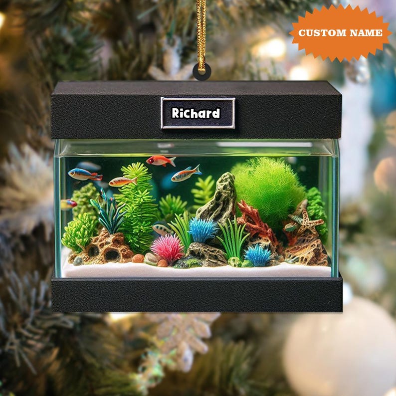 Personalized Aquarium Christmas Ornament, Fish Christmas Ornament, Gift For Fish Lover, Christmas Gift