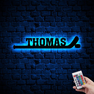 Hockey Player Stick With Kids Name Neon Led Wall Decor,Boys Led Sign,Ice Hockey Lover Neon Room,Birthday Gift,Personalized Name Boy Led Sign