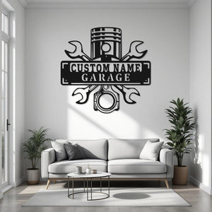 Custom Garage Name Metal Wall Art With LED Light, Personalized Workshop Name Sign Decoration For Room, Car Mechanic Repair Metal LED Decor
