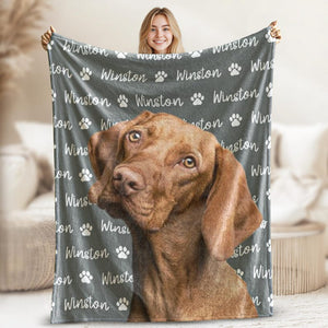 Personalized Cat Face Blankets, Custom Cat Blanket, Personalized Pet Blankets using Photo Name, Cats Lover Gifts, Custom Pet Lover Gifts