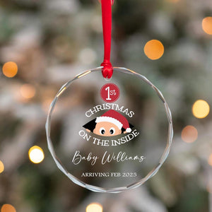 Personalized Baby Coming Soon Ornament, Baby's First Christmas Inside Ornament, Custom Pregnancy Reveal Ornament, Baby Announcement Ornament