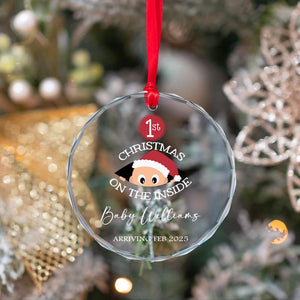 Personalized Baby Coming Soon Ornament, Baby's First Christmas Inside Ornament, Custom Pregnancy Reveal Ornament, Baby Announcement Ornament