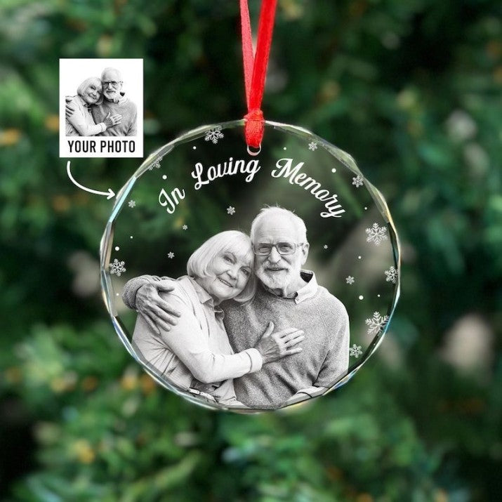 In Loving Memory Memorial Christmas Ornament from Photo, Personalized Heart Warming Xmas Gift For Late Family Member, Gift for Loved Ones