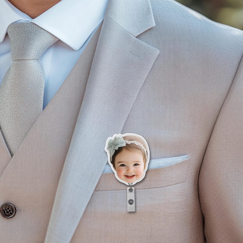 Personalized Baby Face Keychain, Custom Dog Badge Reel, Cat Face Badge Reel, Badge Reel for Office Worker, For Teacher Badge Reel