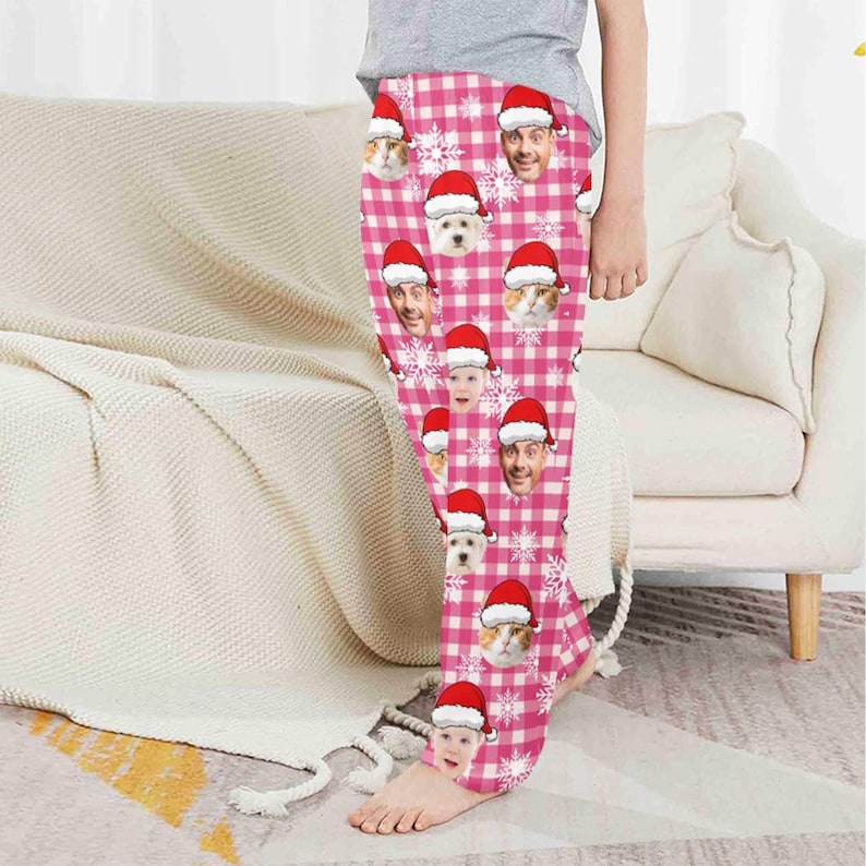 Personalized Photo Pajama Pants: Custom Face Matching Christmas PJs