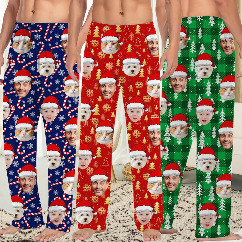 Personalized Photo Pajama Pants: Custom Face Matching Christmas PJs