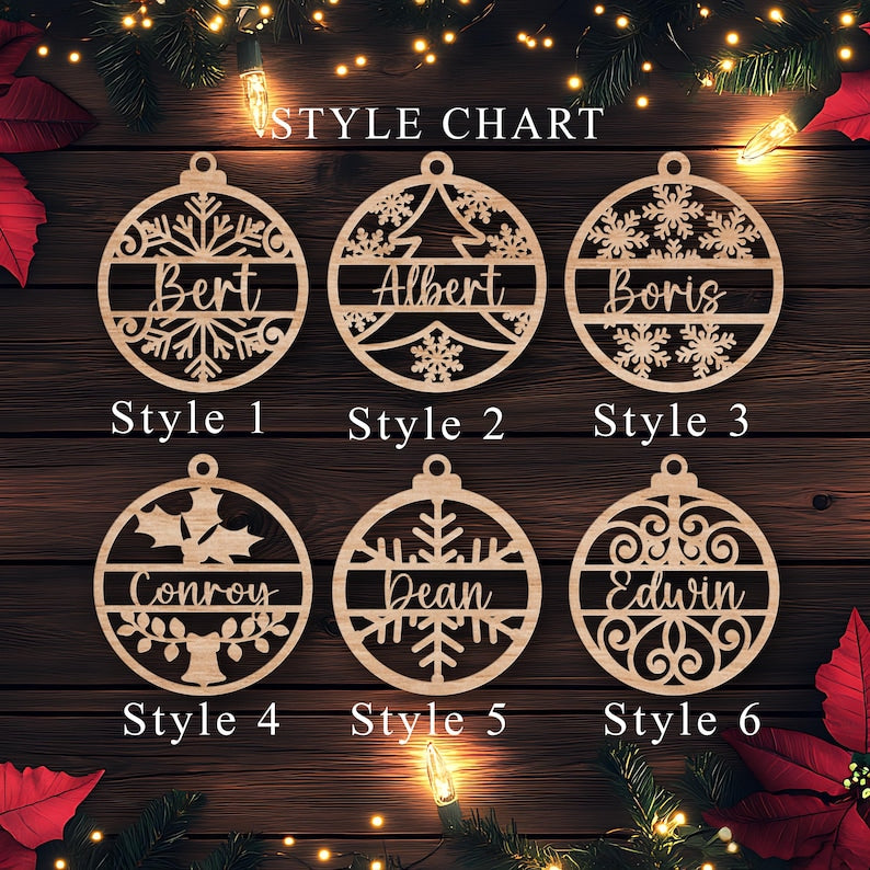 Personalized Name Wooden Christmas Ornament: Custom Family Gift