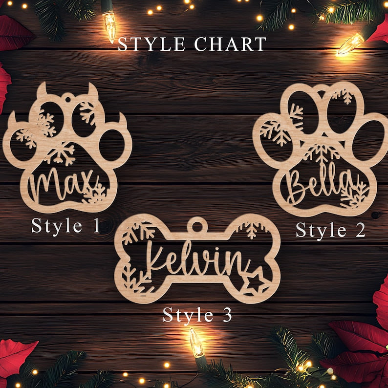 Custom Pet Christmas Wooden Ornament: Dog Paw, Cat Ornament