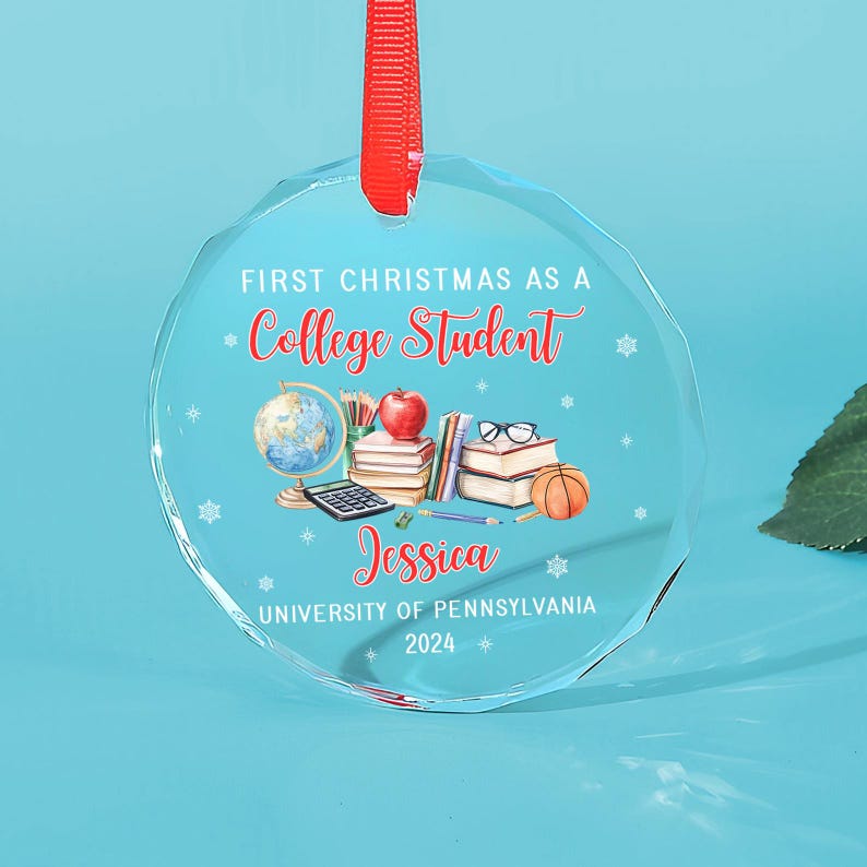 First Christmas As A College Student Ornament, Custom Freshman Christmas Ornament, New College Student Ornament, College Christmas Keepsake