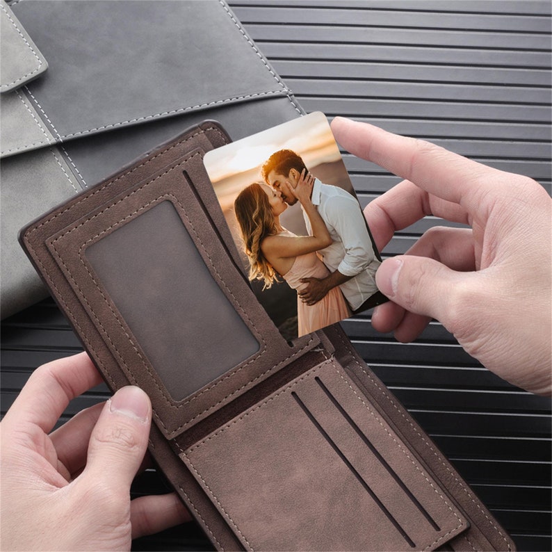 Custom Metal Photo Wallet Card,Personalised Picture Wallet Insert,Anniversary Photo Gift ,Father's Day Gifts for Him- Photo Love Note Card