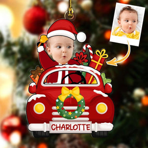 Personalized Photo Baby First Christmas Ornament 2025, Christmas Newborn Baby Gifts for New Mom Dad Grandma Grandpa 2D Flatten Ornament