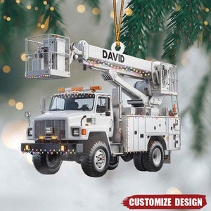 Personalized Lineman Bucker Truck Ornament, Lineman Bucker Truck Ornament, Truck Christmas Ornament, Truck Xmas Decor, Gift For Lineman