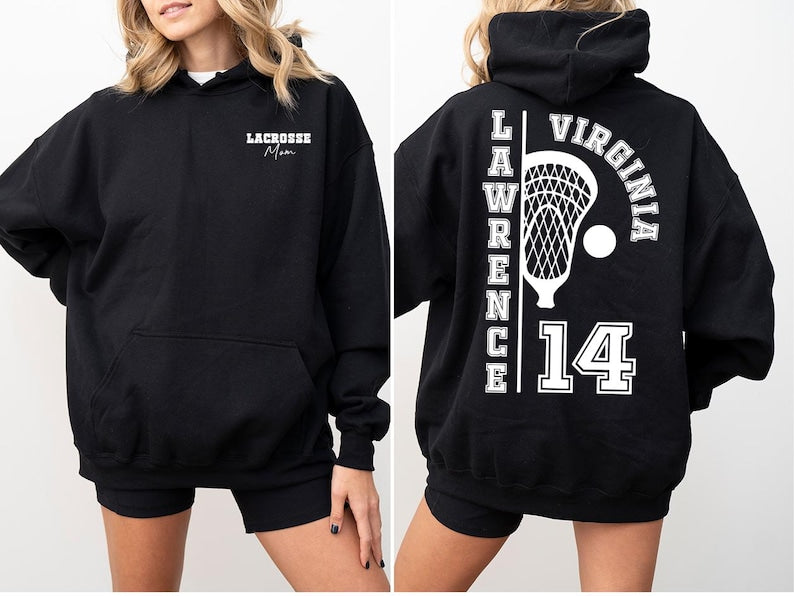Custom Lacrosse Sweatshirt, Lacrosse Mom Hoodie, Lacrosse Sister Sweatshirt, Personalized Lacrosse Long Sleeve Shirts, Lacrosse Dad Gifts