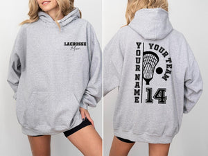 Custom Lacrosse Sweatshirt, Lacrosse Mom Hoodie, Lacrosse Sister Sweatshirt, Personalized Lacrosse Long Sleeve Shirts, Lacrosse Dad Gifts