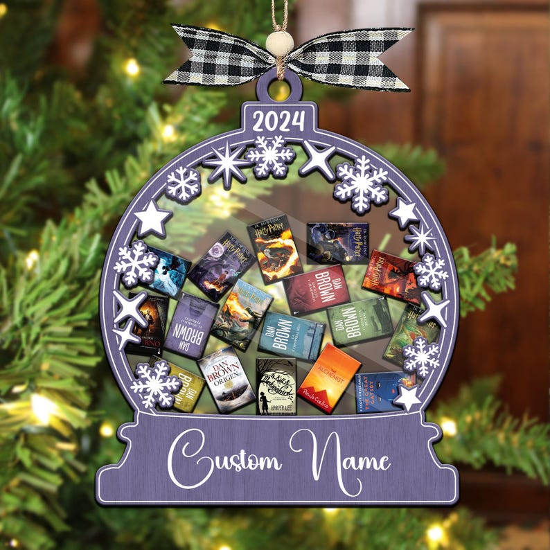 2025 Custom Book Ornament, Personalized Mini Book Ornament for Readers, Handmade Round Ornament, Book Lovers Keepsake for Christmas