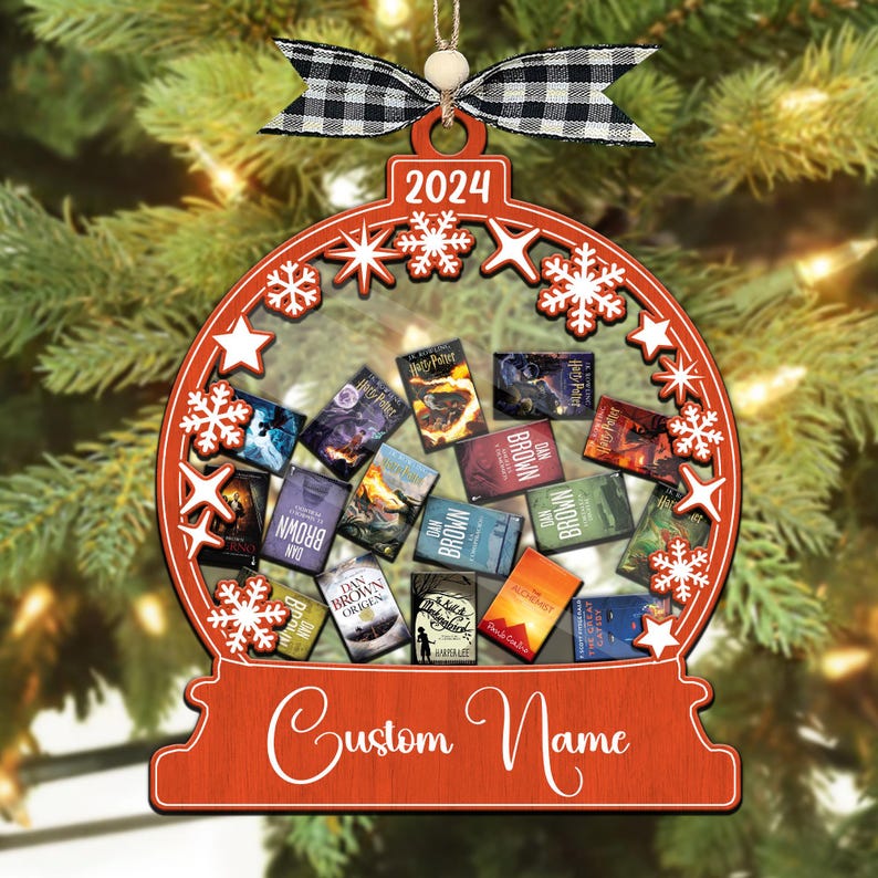 2025 Custom Book Ornament, Personalized Mini Book Ornament for Readers, Handmade Round Ornament, Book Lovers Keepsake for Christmas