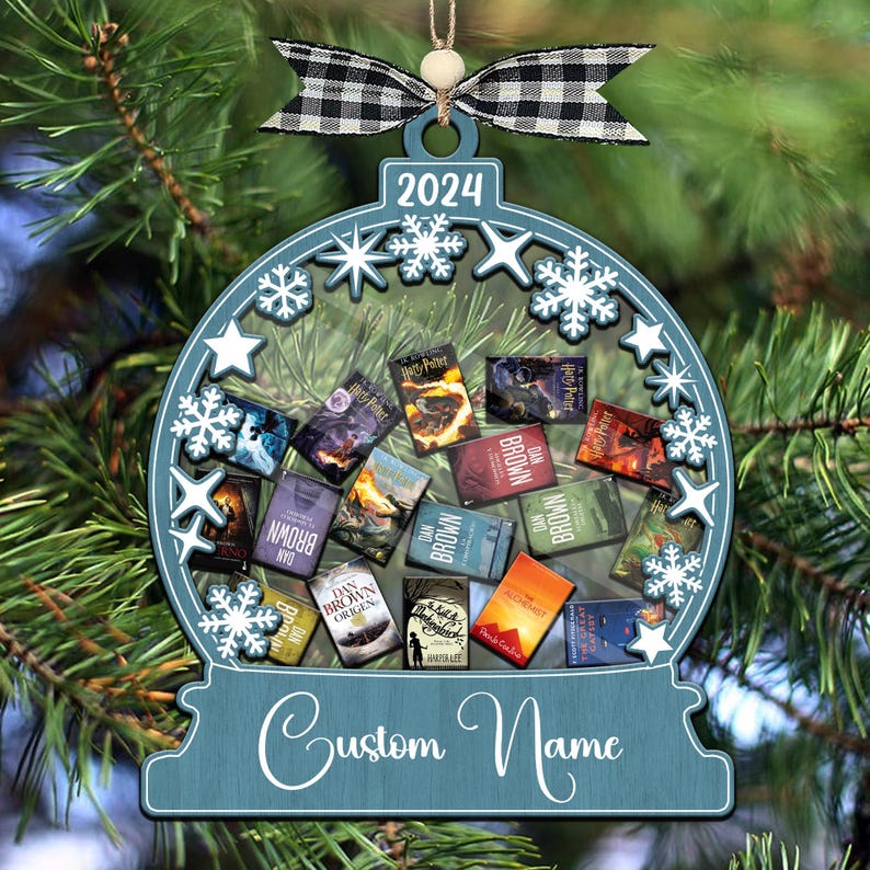 2025 Custom Book Ornament, Personalized Mini Book Ornament for Readers, Handmade Round Ornament, Book Lovers Keepsake for Christmas