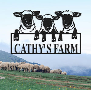 Sheep Farm Metal Sign, Custom Metal Sheep Sign,Personalized Three Sheep Metal Wall Art,Sheep Farm Decor Outdoor,Ranch Barn Sign