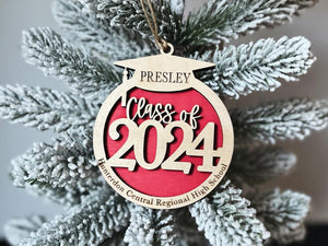 Class of 2025 graduation Christmas ornament personalized with name high school | Choose Your Color | gift memento keepsake laser cut wood